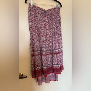 Knox Rose Floral Print High Low Elastic Waist Skirt in Size Medium